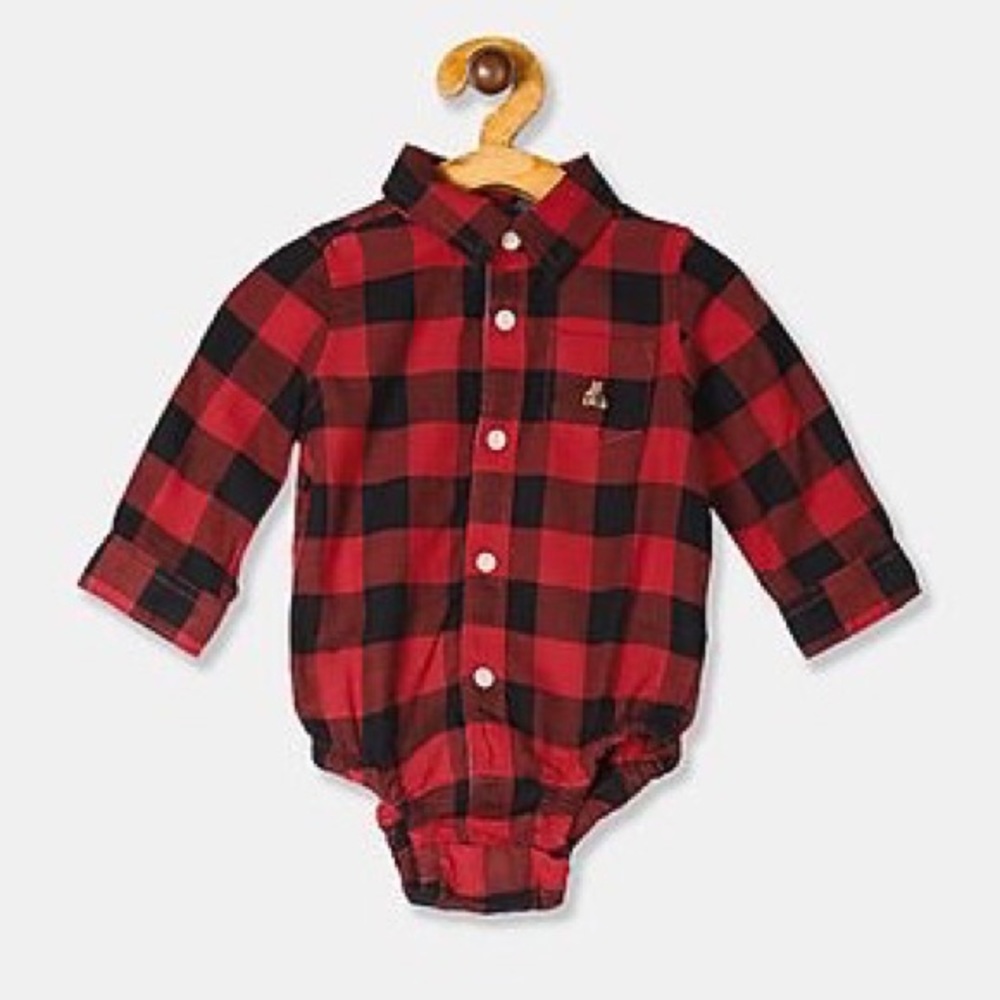Gap Baby Red Brannan Bear Flannel Bodysuit